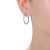 Guili Sterling Silver Slim Hoop Earrings with CZ Pave in Rhodium, Gold & White Plating – Elegant, Subtle Sparkle for Everyday and Special Occasions - 2 of 4