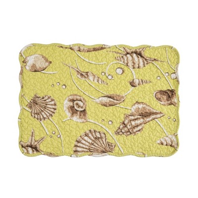 Green and Brown Cotton Quilted Reversible Placemat Set of 6