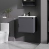 KTMBDW Floating Bathroom Vanity with Sink, Single Sink Wall Mounted Bathroom Vanity, White Ceramic Basin Top for Small Space - 3 of 4