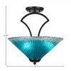 Toltec Lighting Zilo 3 - Light Flush Mount in  Dark Granite with 16" Teal Crystal Shade - 2 of 2