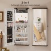 FONTOI Jewelry Armoires, Wall Mount Mirror Jewelry Cabinet with Compartments, Hanging Full Length Mirror with Secure Lock, White, 5.71"x16.14"x42.52" - 3 of 4