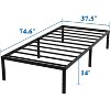 Heavy Duty Metal Platform Twin Bed Frame 74.6"L x 37.5"W x 14"H 2000lbs Capacity Underbed Storage Easy Assembly Black Finish No Box Spring Required - 4 of 4
