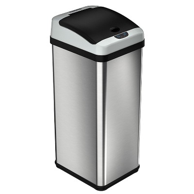 iTouchless Stainless Steel Sensor Trash Can w/AbsorbX Odor Control 13 Gal Silver IT13RX
