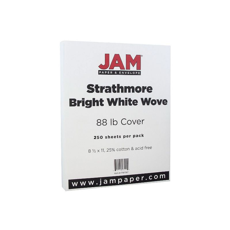 JAM Paper Strathmore 80 lb. Cardstock Paper 8.5" x 11" Bright White 250 Sheets/Ream (191267B), 1 of 3