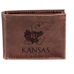 Evergreen NCAA Kansas Jayhawks Brown Leather Bifold Wallet Officially Licensed with Gift Box - 1 of 1
