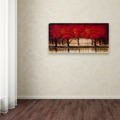 Parade of Red Trees Landscape Brushed Aluminum Art