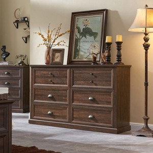SinCiDo Farmhouse Dresser with 6 Drawer, 58" Wide Vertical Dresser, Drawers Organizer Closet, 2 Different Drawer Sizes for Living Room - 1 of 4