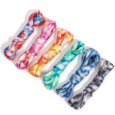 Zodaca 6 Pair Flat Shoe Laces, Tie-Dye Lace Set for Sneakers (6 Designs, 47 In)
