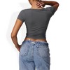 Anna-Kaci Women's Short Sleeve V-Neck Top with Grommet Details and Slim Fit - 4 of 4