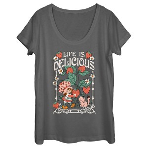 Women's Strawberry Shortcake Life is Delicious Scoop Neck - 1 of 4