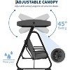 homfan 2-Person Patio Swing Chair with Adjustable Canopy - Heavy Duty Outdoor Swing Glider with Removable Cushions, Dark Grey - 4 of 4
