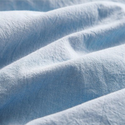 Chambray Blue Cotton Crinkle Washed Full/Queen Duvet Cover Set