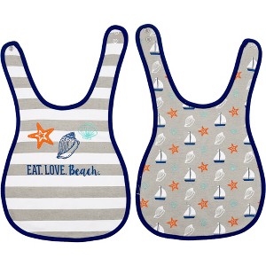 Pavilion Gift Company - Seashells and Boats - Reversible Bib 6 Months - 3 Years - Bibs - 1 of 4