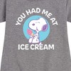Girls' - Peanuts - You Had Me At Ice Cream Graphic Short Sleeve Fleece Dress - 2 of 4