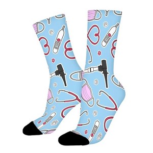 Veterinary Technician Pattern Women Printed Crew Socks Funny Funky Socks Soft Polyester Novelty Gifts for Artists Men - 1 of 1