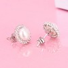18k Gold and Sterling Silver & Cultured Pearl Halo Stud Earrings - 2 of 4