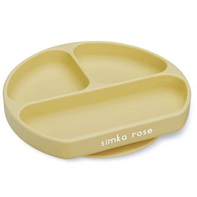 Image of Simka Rose Silicone Suction Plate for Baby and Toddler, Olive