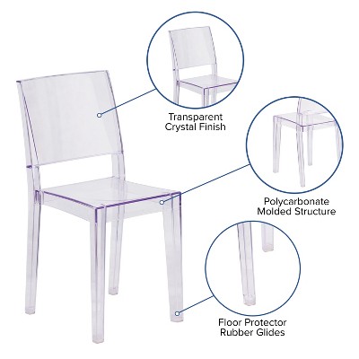 Elegant Clear Polycarbonate Stacking Side Chair