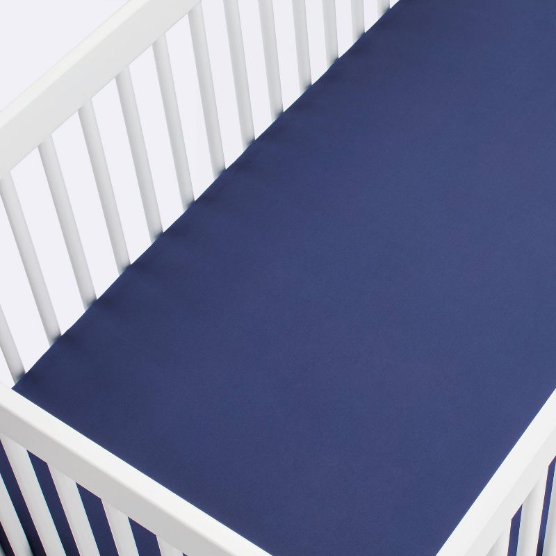 Fitted Crib Sheet Solid - Cloud Island&#8482; Navy, 4 of 7