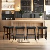 VECELO 24" Counter Height Bar Stools Set of 2/4/6, PU Leather Upholstered Barstools with Metal Frame, Backless Dining Chairs for Kitchen Island, Black - 4 of 4