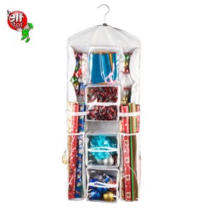 Hastings Home Hanging Dual-Sided Wrapping Paper Storage and Organizer With Clear Compartments - White - 1 of 4