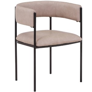 LeisureMod Upholstered Dining Chair with Open-Back Design and Powder-Coated Iron Frame Cyril Collection - 1 of 4