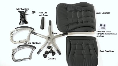 Ergonomic High-Back Executive Chair in Black Leather and Metal