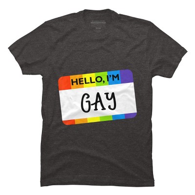 Adult Design By Humans Hello I'm Name Tag Rainbow Pride By MINHMINH T-Shirt