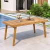 Gulches 69" Acacia Wood Outdoor Dining Table with Slatted Top, 300 lbs Capacity, Natural Color, 69" W x 34.75" D x 29.5" H - 2 of 4