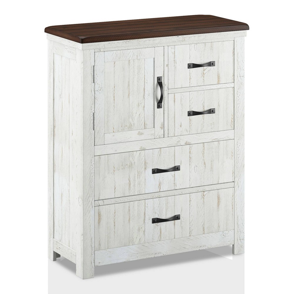 Photos - Dresser / Chests of Drawers Willow 4 Drawer Chest Distressed White/Walnut - HOMES: Inside + Out