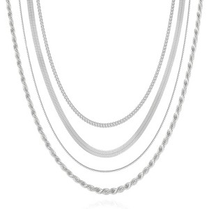 Layered Necklace Set for Women, Non-Tarnish 14K Gold Plated Multi-Chain Choker - 1 of 4