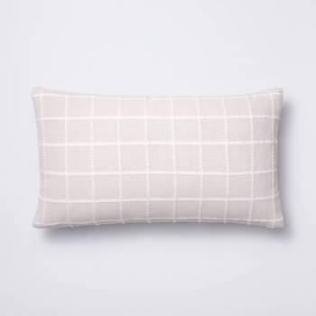 Oblong Woven Grid Decorative Throw Pillow Light Beige - Threshold™ designed with Studio McGee