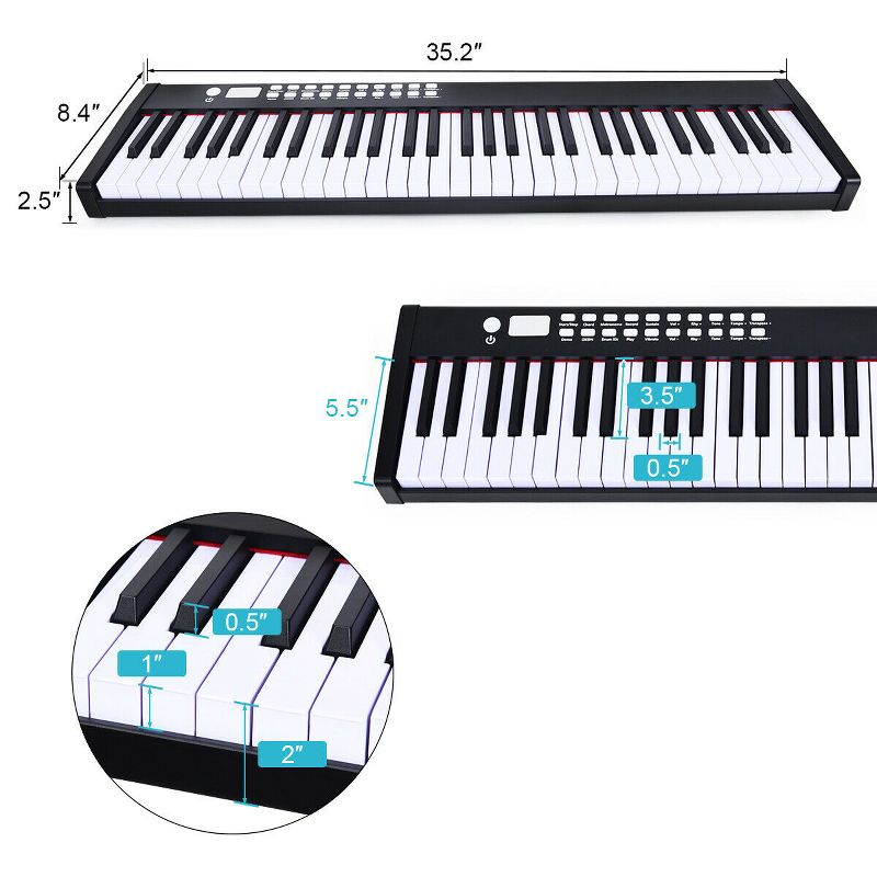Costway BXII 61 Key Digital Piano MIDI Keyboard w/MP3 Black, 3 of 11