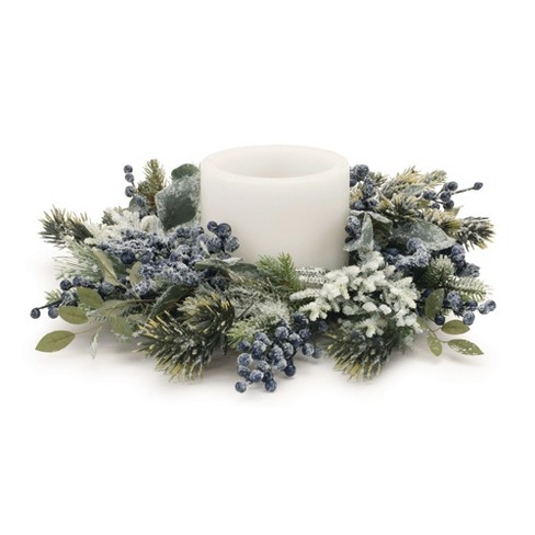 Melrose Frosted Blueberry Pine Candle Ring - image 1 of 3