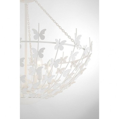 Bisque White Butterfly Bowl 6-Light Incandescent Pendant