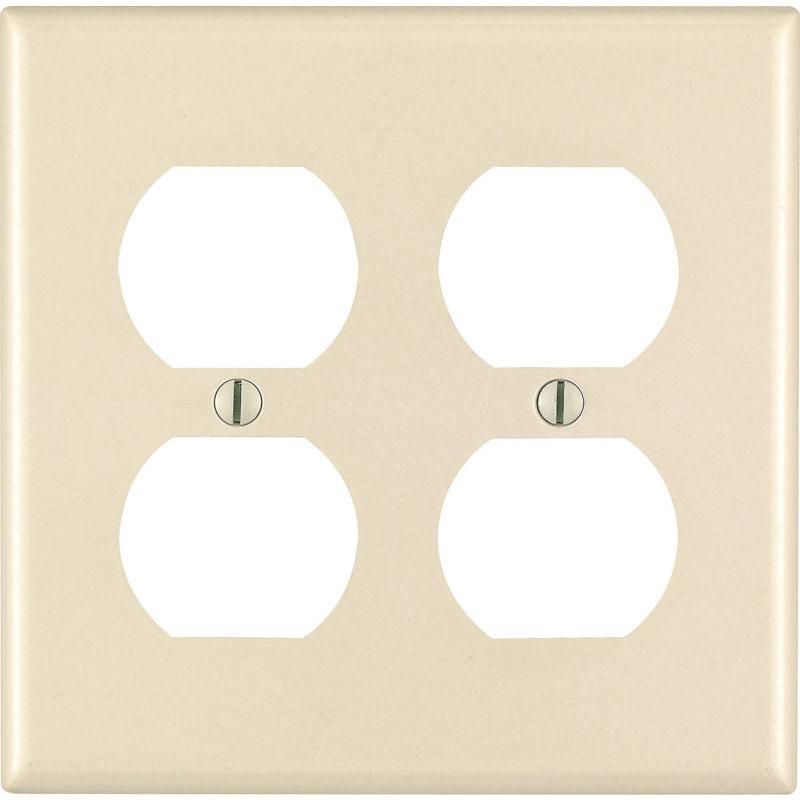Leviton Almond 2 gang Thermoset Plastic Duplex Outlet Wall Plate 1 pk, 1 of 3