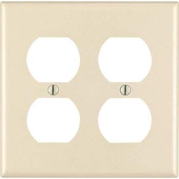 Leviton Almond 2 gang Thermoset Plastic Duplex Outlet Wall Plate 1 pk