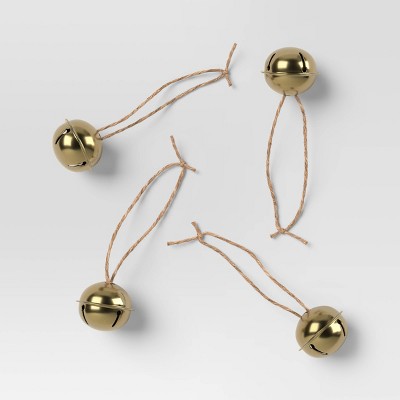 4ct Christmas Jingle Bell Christmas Ornament Set Matte Gold - Wondershop™
