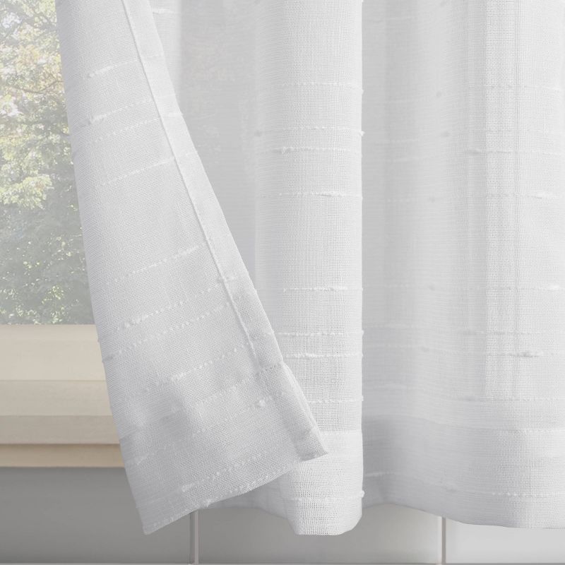 Set of 2 Textured Slub Striped Anti-Dust Linen Blend Sheer Cafe Curtain Tiers - Clean Window, 3 of 6