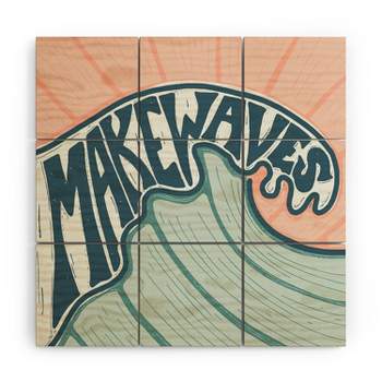 CoastL Studio Make Waves Linocut Wood Wall Mural - Society6