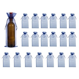 Unique Bargains Organza Drawstring Wine Bottle Wrapping Gift Bags 14.5" x 5.5" 20 Pcs - 1 of 4