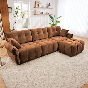 Oversized 110.2" Chenille Modular L-Shaped Sectional Sofa with High-Resilience Cushions and Ottoman, 4-Piece Free combination Sofa - 1 of 4