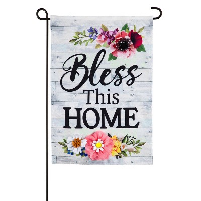 Evergreen Flag Shiplap Floral Bless This Home Garden Linen Flag