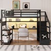 Whisen Full Size Metal Loft Bed & Bed Frame with Staircase and Wardrobe, Desk, Storage Shelves - 3 of 4