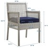 Modway Aura Outdoor Dining Armchair - Wicker Rattan Patio Chair with Navy Cushions and Gray Frame for Backyard or Balcony - 2 of 4