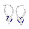 Ross-Simons Italian Blue and Silvertone Murano Glass Bead Curved Hoop Earrings in Sterling Silver - 4 of 4
