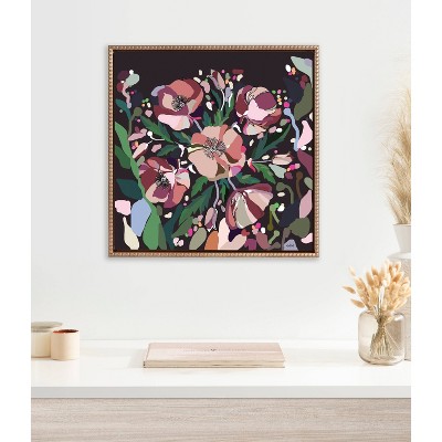 22" x 22" Gold Framed Canvas with Colorful Floral Print