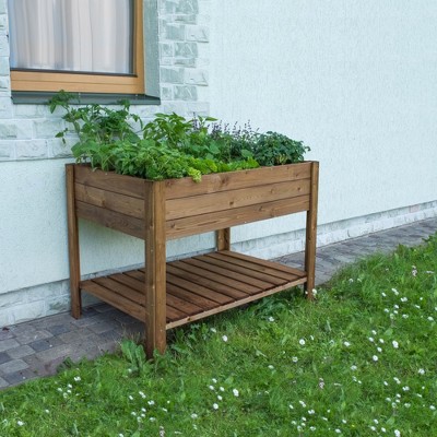 Spruce Pine Elevated Brown Raised Garden Bed with Shelf