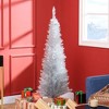 Angel Sar 5ft Pencil Christmas Tree, Slim Silver Artificial Xmas Tree with 618 Realistic Tips, Plastic Base - 2 of 4