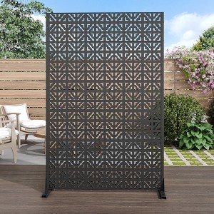 PexFix 72 in. x 47 in. Outdoor Privacy Rectangle Screen Galvanized Steel Panel Divider in Black - 1 of 4
